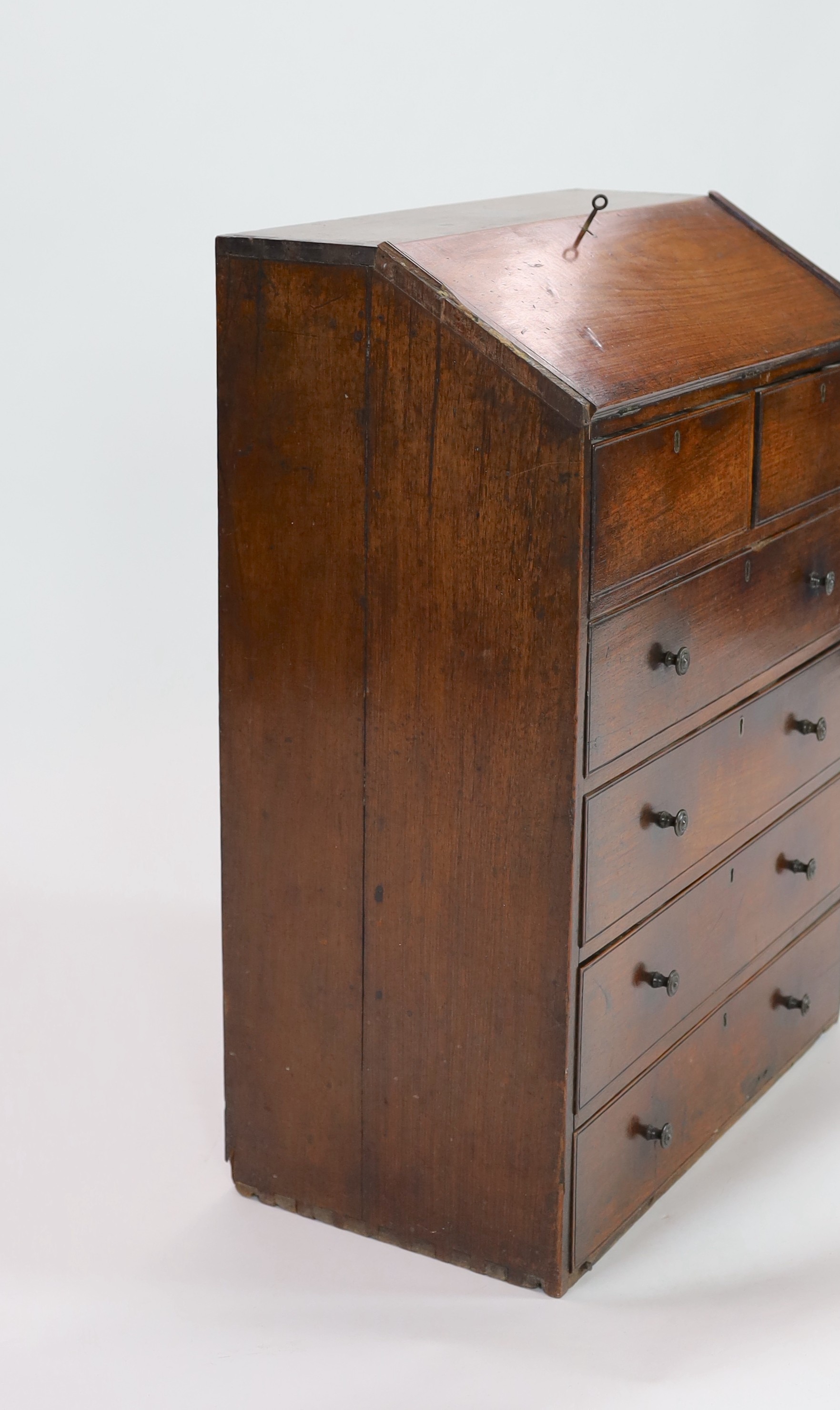 An early 19th century Anglo Indian rosewood ship's bureau, W.64cm D.34cm H.84cm